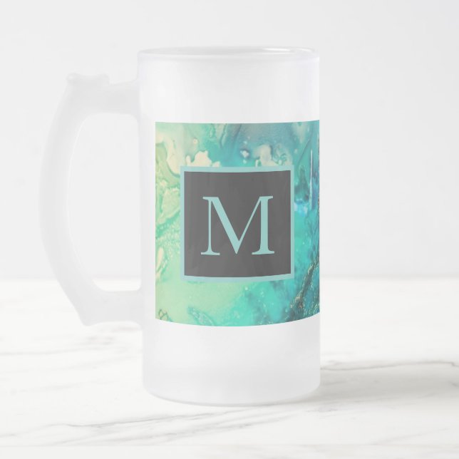 Caneca De Cerveja Vidro Jateado Sombras de arte Abstrato modernas de púrpura amare (Esquerda)