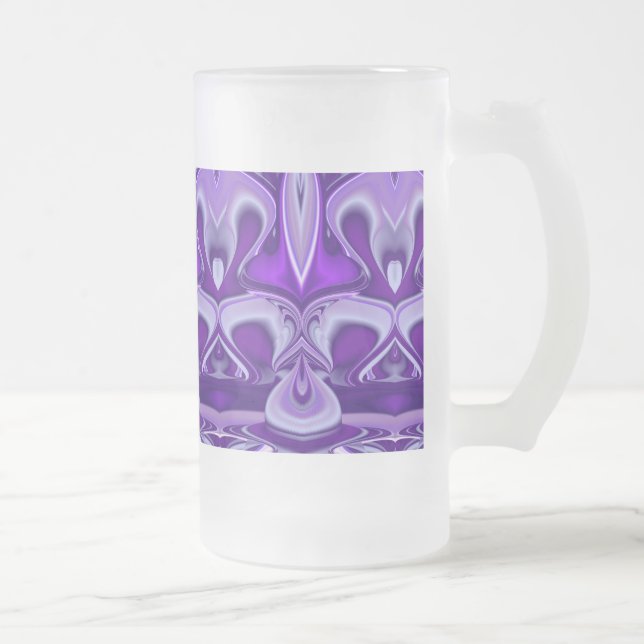 Caneca De Cerveja Vidro Jateado Sonhos de Flor Roxo (Direita)