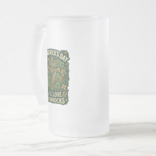 Caneca De Cerveja Vidro Jateado Sorte Amor Trevos Dia de São Patrício