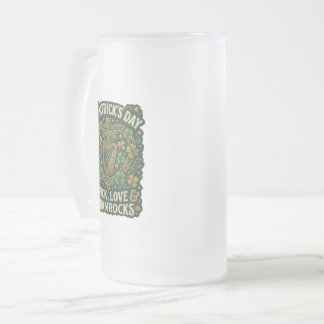 Caneca De Cerveja Vidro Jateado Sorte Amor Trevos Dia de São Patrício