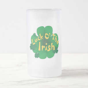 Caneca De Cerveja Vidro Jateado sorte---irlandês