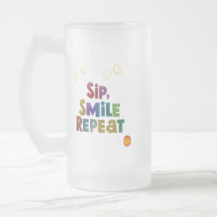 Caneca De Cerveja Vidro Jateado Sorva, Sorria, Repita - Caneca de Vidro Fosco 16 o