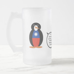 Caneca De Cerveja Vidro Jateado Sra. Pinguim Falante Taiwanesa ou Chinesa Pessoal