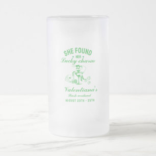 Caneca De Cerveja Vidro Jateado St patrick ela encontrou seu amuleto da sorte  des