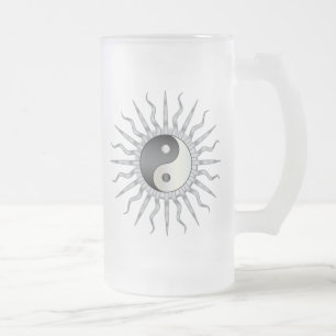 Caneca De Cerveja Vidro Jateado Starburst preto Yin Yang