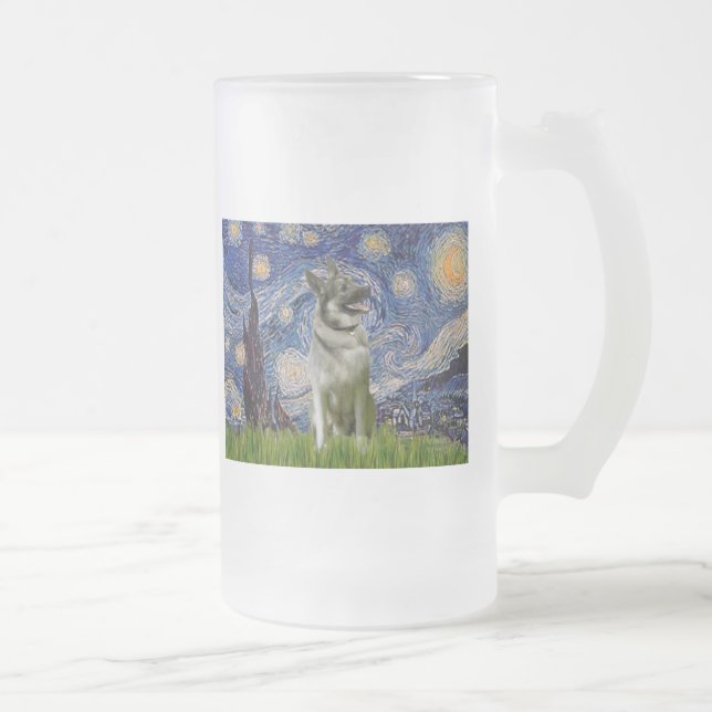 Caneca De Cerveja Vidro Jateado Starry Night - Elkhound Norueguês (Direita)