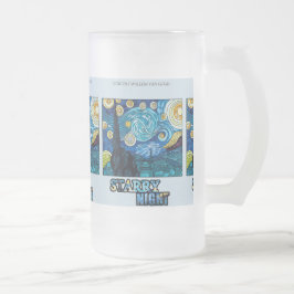 Caneca De Cerveja Vidro Jateado Starry Night Fosco Mug