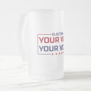 Caneca De Cerveja Vidro Jateado Sua fonte colorida Vote Sua Voz