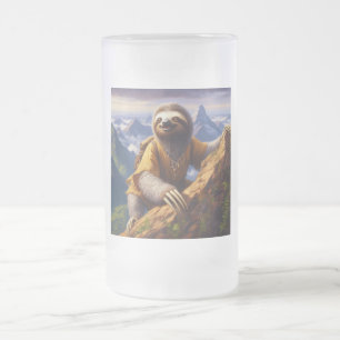 Caneca De Cerveja Vidro Jateado Subindo na Montanha Larga