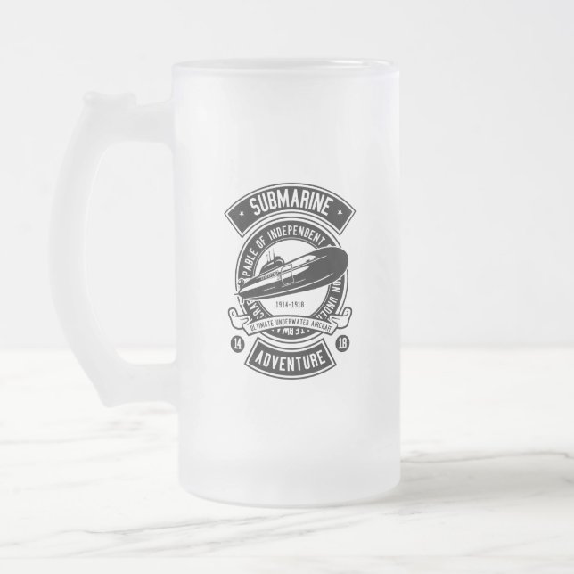 Caneca De Cerveja Vidro Jateado Submarino (Esquerda)