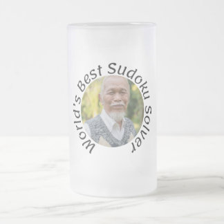 Caneca De Cerveja Vidro Jateado Sudoku Presente para Ele: Sua Foto, Seu Título |