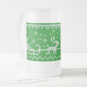 Caneca De Cerveja Vidro Jateado Suéter nojento, trenó e renas do Papai Noel