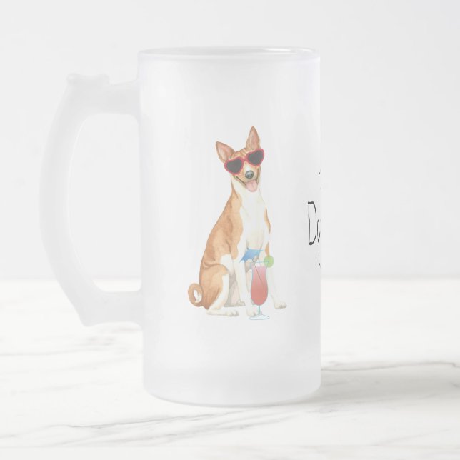 Caneca De Cerveja Vidro Jateado Summer Basenji Fosco Glass Beer Mug (Esquerda)
