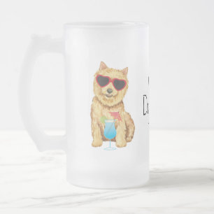 Caneca De Cerveja Vidro Jateado Summer Norwich Terrier Fosco Vidro de Cerveja