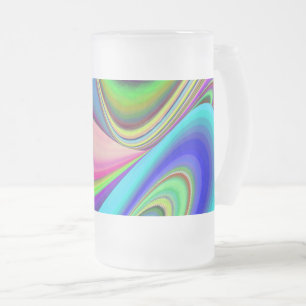 Caneca De Cerveja Vidro Jateado Summersense, Abstrato 3D Rainbowart