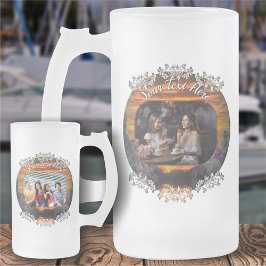 Caneca De Cerveja Vidro Jateado Sunset Marina Friends 2584