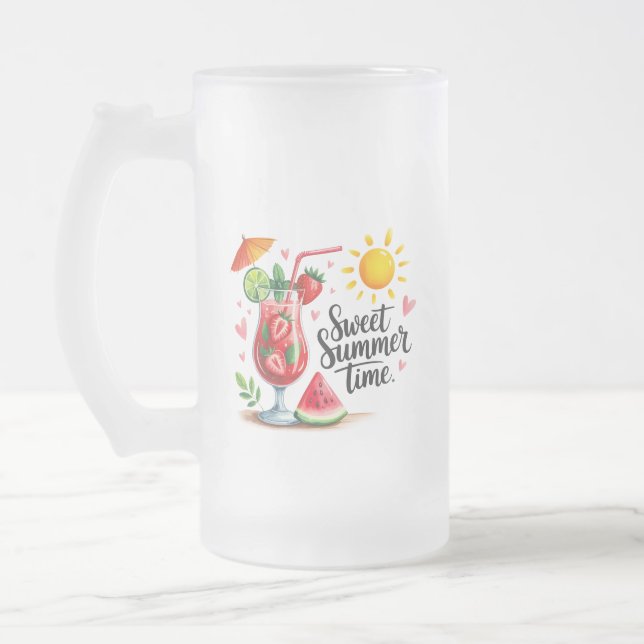 Caneca De Cerveja Vidro Jateado Suor Verão  (Esquerda)