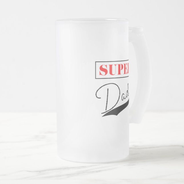 Caneca De Cerveja Vidro Jateado Super Pai (Frente Esquerda)