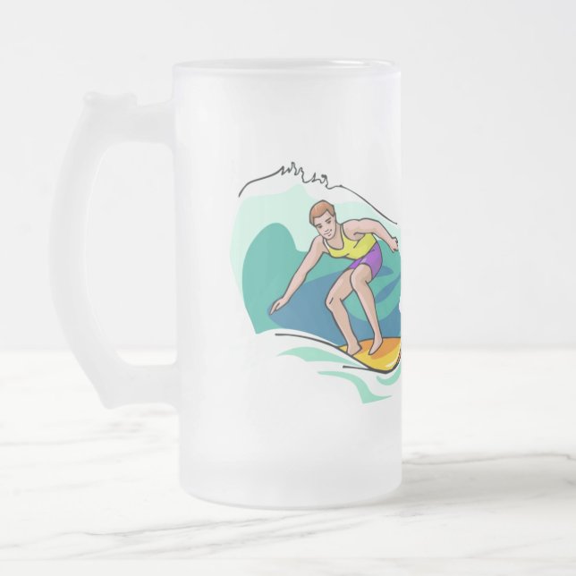 CANECA DE CERVEJA VIDRO JATEADO SURF - (Esquerda)