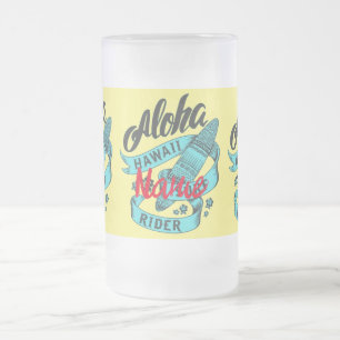 Caneca De Cerveja Vidro Jateado Surf Aloha Hawaii Rider Thunder_Cove