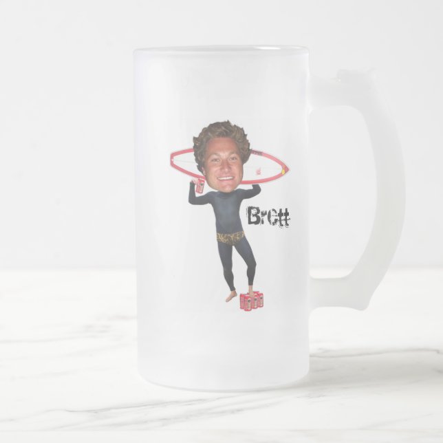 Caneca De Cerveja Vidro Jateado Surf de Brett (Direita)