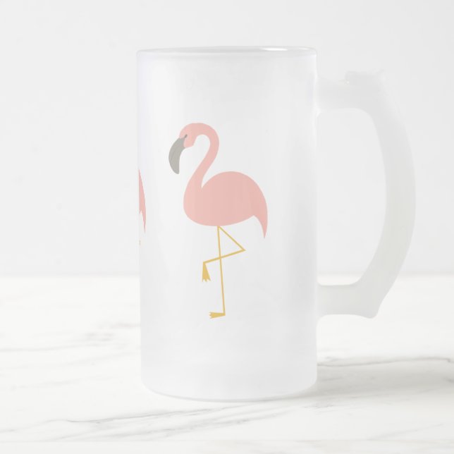 Caneca De Cerveja Vidro Jateado Taça Flamingo Rosa (Direita)