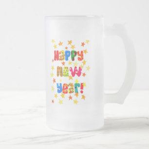 Caneca De Cerveja Vidro Jateado Tampão de vidro de Fosco estrelado de ano novo