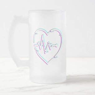 Caneca De Cerveja Vidro Jateado Tampão de vidro do Fosco de verificação cardíaca
