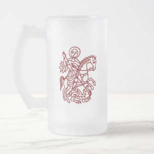 Caneca De Cerveja Vidro Jateado Tatuagem do Cruz de Jerusalém do Dragão de São Jor