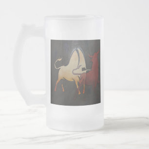 Caneca De Cerveja Vidro Jateado Taurean Bulls Animal Abstrato Art