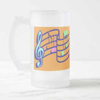 Caneca De Cerveja Vidro Jateado Taza De Cristal Esmerilado Notas Musicales