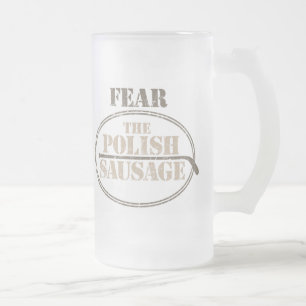 Caneca De Cerveja Vidro Jateado Tema a salsicha polonesa (o hóquei)