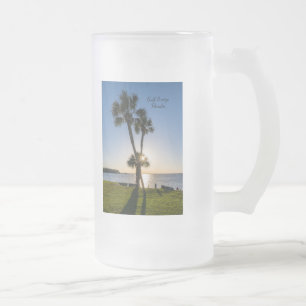 Caneca De Cerveja Vidro Jateado Tesoura da Árvore Palma Fosco de silhueta