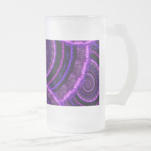 Caneca De Cerveja Vidro Jateado Teste padrão espiral roxo da arte do Fractal