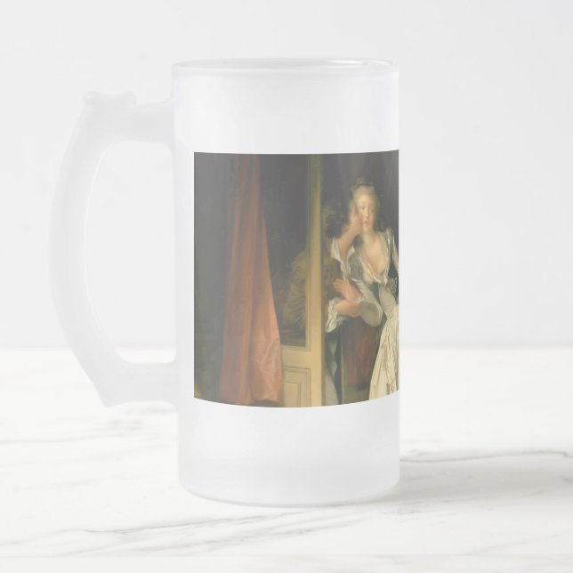 Caneca De Cerveja Vidro Jateado The Stolen Kiss Fragonard (Esquerda)