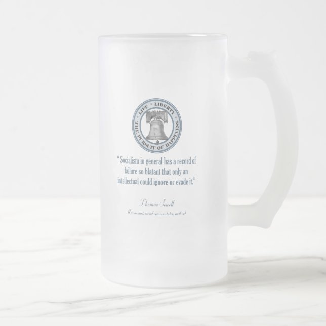 Caneca De Cerveja Vidro Jateado Thomas Sowell (Socialismo) (Direita)