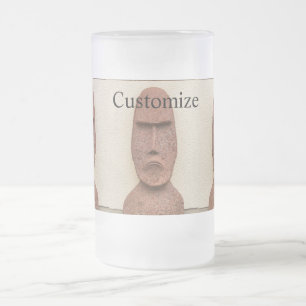 Caneca De Cerveja Vidro Jateado Thunder_Cove da Cabeça de Moai da Ilha páscoa