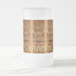 Caneca De Cerveja Vidro Jateado Thunder_Cove da Escultura Tiki Dourada