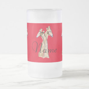 Caneca De Cerveja Vidro Jateado Thunder_Cove do Casal Girafa em forma de moeda