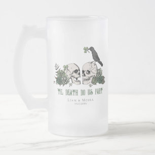 Caneca De Cerveja Vidro Jateado Til Death Gothic Dia de São Patrício Crânio Floral