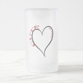 Caneca De Cerveja Vidro Jateado Tipo de letra vermelho de coração negro bonito, ma