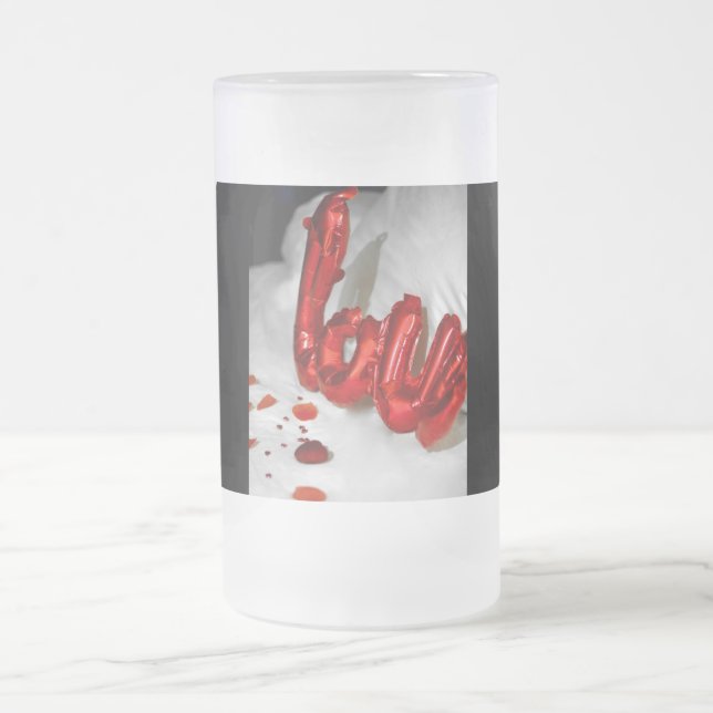 CANECA DE CERVEJA VIDRO JATEADO TRAVESSEIRO AMOR (Centro)