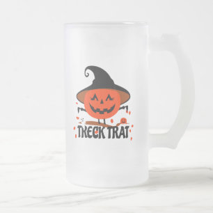 Caneca De Cerveja Vidro Jateado Treck Trat Pumpkin sorrindo