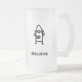 Caneca De Cerveja Vidro Jateado Três Olhos Bot Acredita