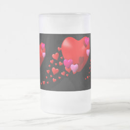 Caneca De Cerveja Vidro Jateado Trilha de Corações -