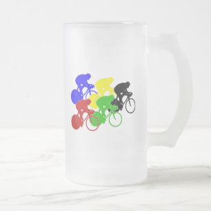 Caneca De Cerveja Vidro Jateado Trilhos de bicicleta de ciclismo de pista