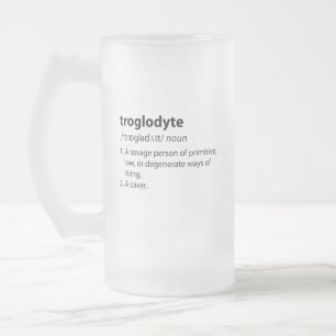 Caneca De Cerveja Vidro Jateado Troglodyte - Definição Engraçada Espeleologia