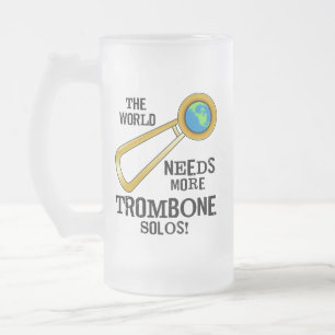 Caneca De Cerveja Vidro Jateado Trombone Solos