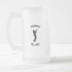 Caneca De Cerveja Vidro Jateado Trompete o dia todo