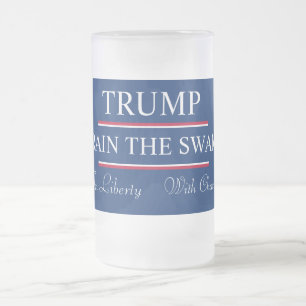 Caneca De Cerveja Vidro Jateado Trump Drena o pântano!